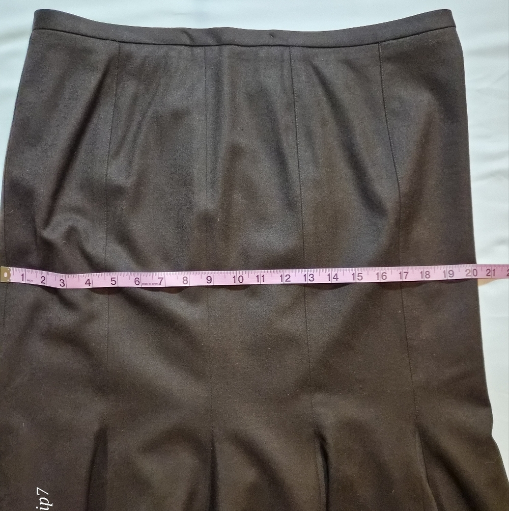 Vintage Brown Wool Blend Midi Skirt | Pleated Hem | Dark Academia | Size M - Picture 5 of 5